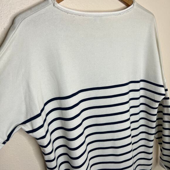 Crown & Ivy White Navy Stripe Long Sleeve Holiday Christmas Tree Top Large - Picture 7 of 10